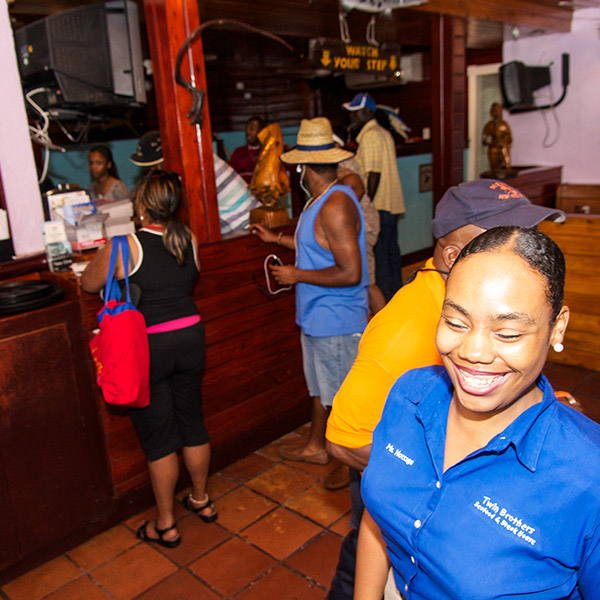 Inside Twin Brothers on the Fish Fry, Arawak Cay